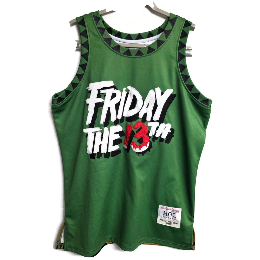 Headgear Classics Friday the 13th Jason Voorhees Basketball Jersey Green Mens M